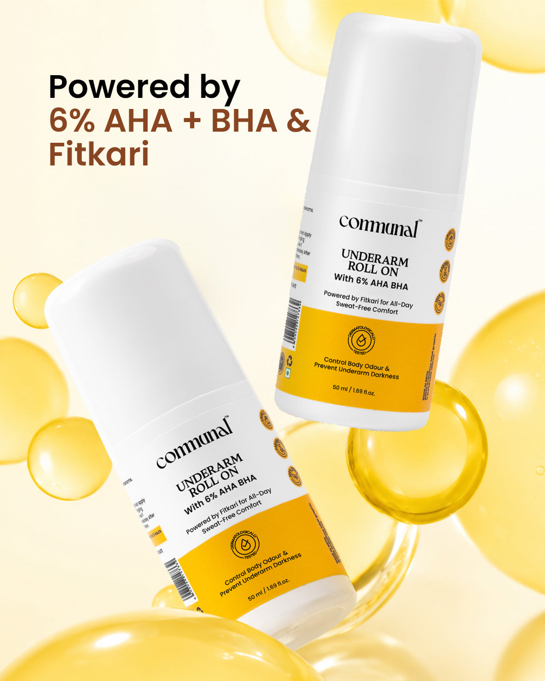 Fitkari Underarm Roll-On With 6% AHA BHA