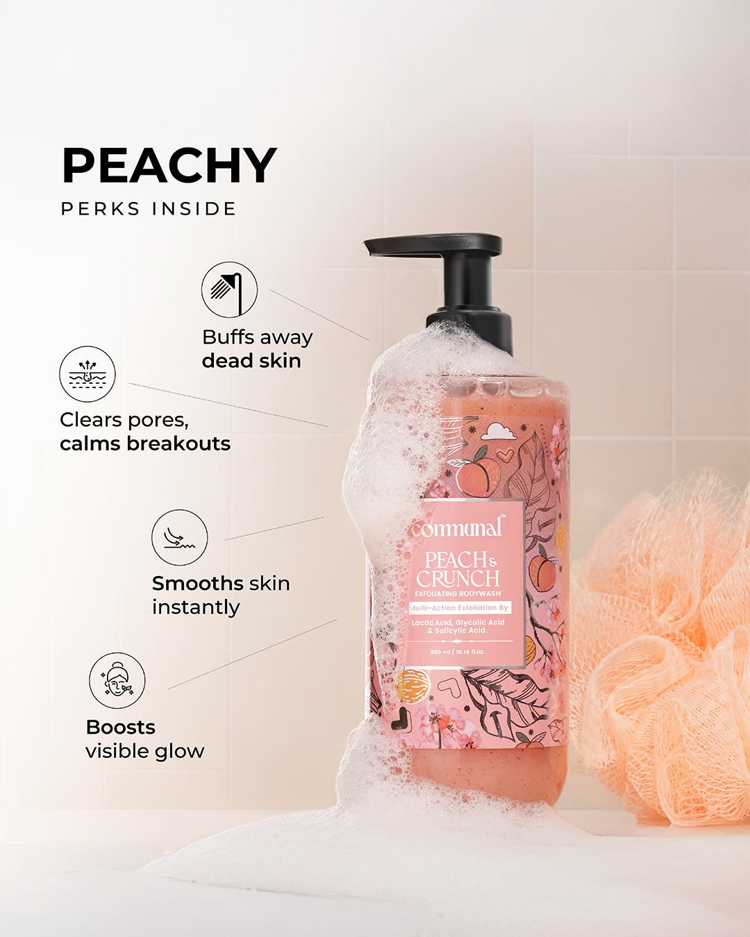 Peach and Crunch Exfoliating Body Wash